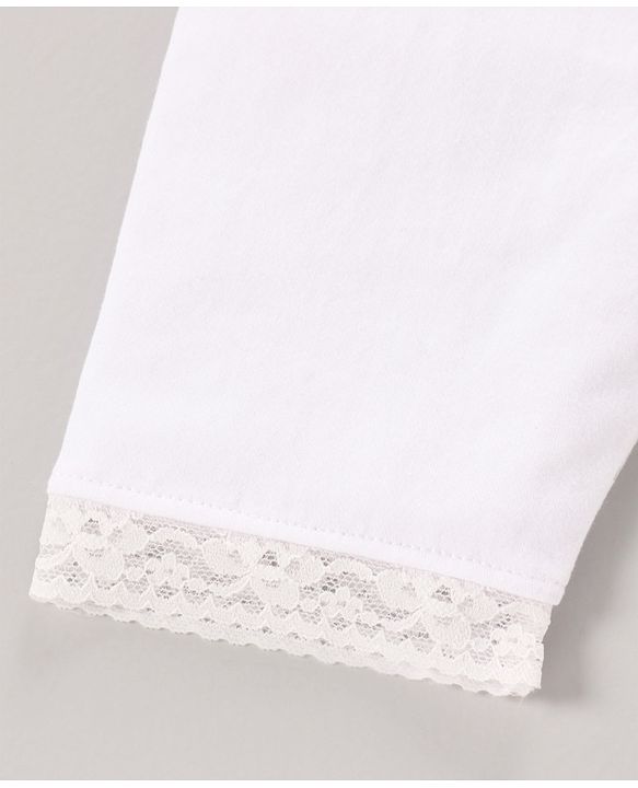 Babyhug Lace Border Three Fourth Leggings - White