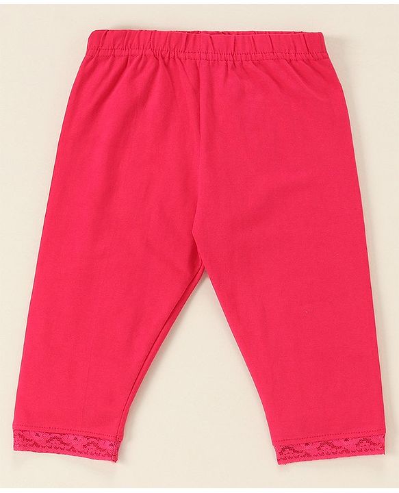 Babyhug Lace Border Three Fourth Leggings - White