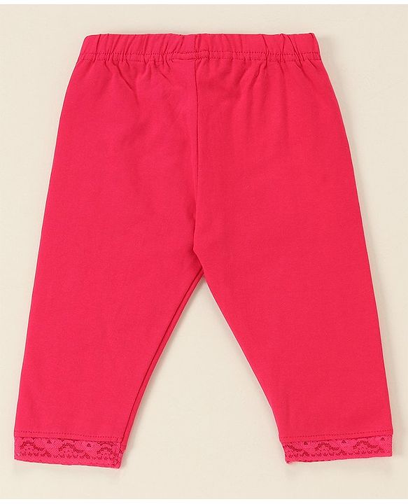 Babyhug Lace Border Three Fourth Leggings - White