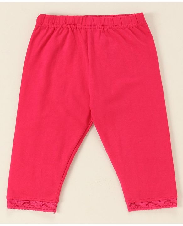 Babyhug Lace Border Three Fourth Leggings - White