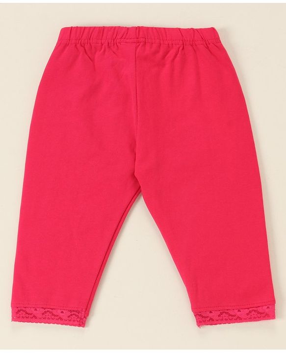 Babyhug Lace Border Three Fourth Leggings - White