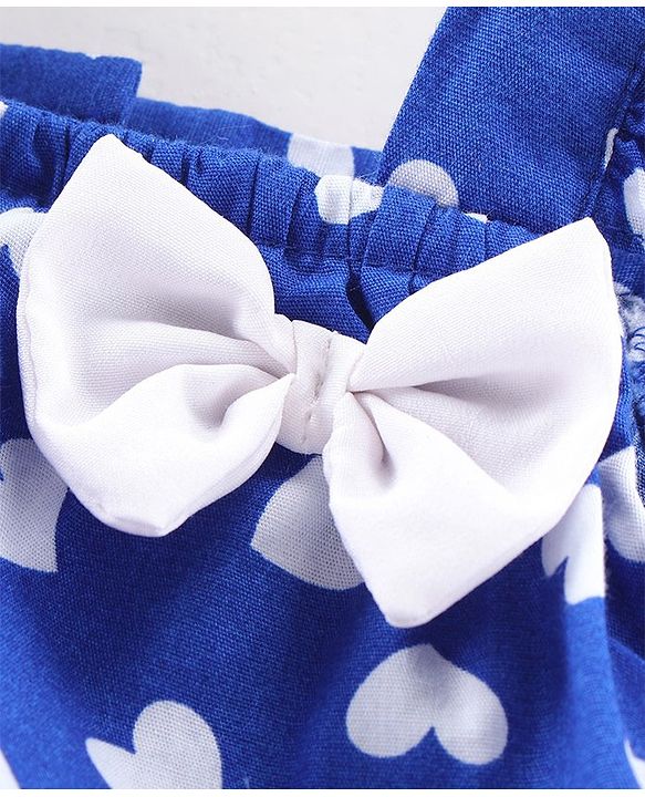 Babyhug Flutter Sleeves Layered Top Heart Print - Blue