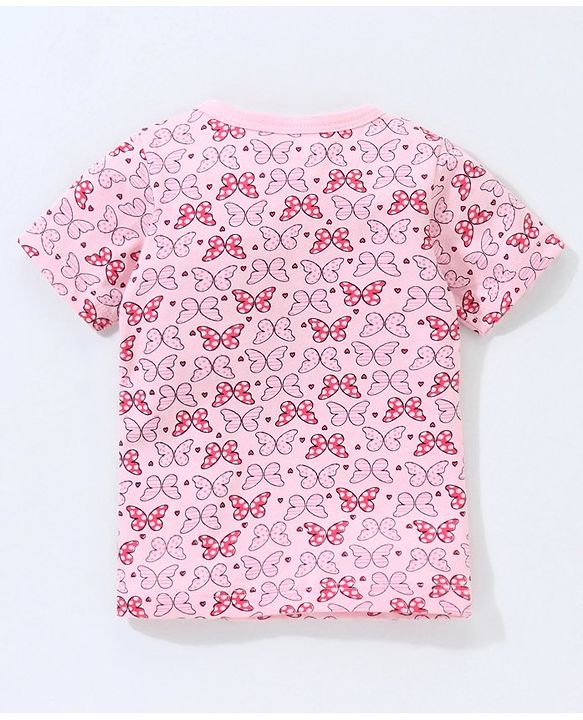 Babyhug Half Sleeves Vests Butterfly Print Pack of 2 - Red and Pink