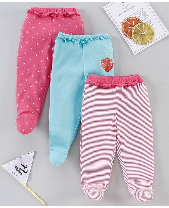 Babyhug Full Length Bootie Leggings Pack Of 3 - Multicolor