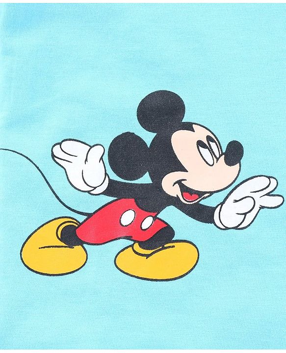 Babyhug Half Sleeves Bio-wash Tee Mickey Mouse Print -  Blue
