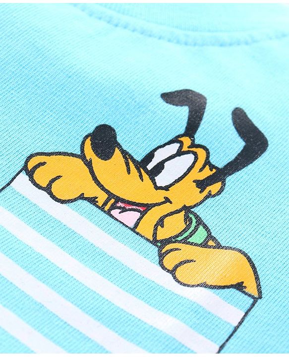 Babyhug Half Sleeves Bio-wash Tee Mickey Mouse Print -  Blue