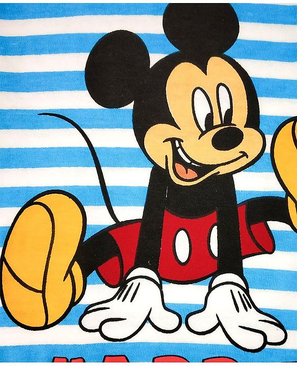 Babyhug Half Sleeves Tee Mickey Mouse Print - Blue