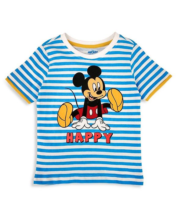 Babyhug Half Sleeves Tee Mickey Mouse Print - Blue