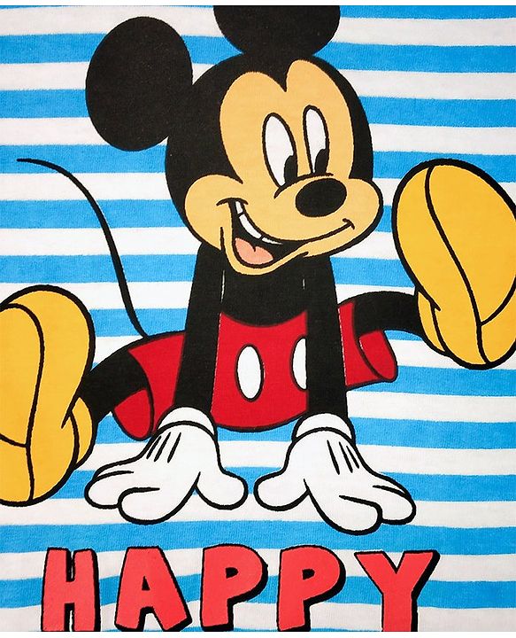 Babyhug Half Sleeves Tee Mickey Mouse Print - Blue