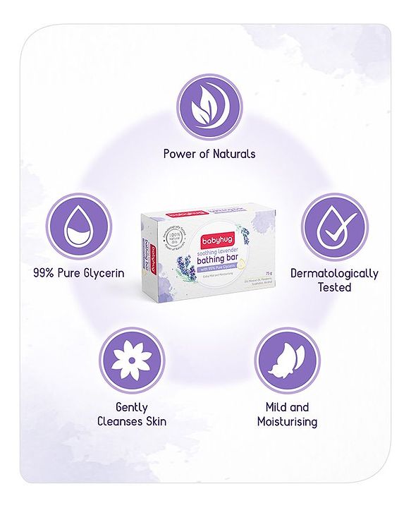 Babyhug Soothing Lavender Glycerin Bathing Bar - 75 g