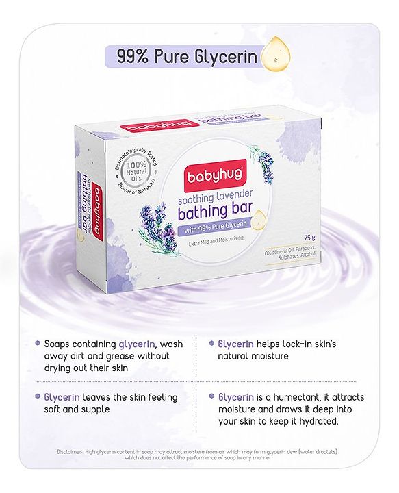 Babyhug Soothing Lavender Glycerin Bathing Bar - 75 g
