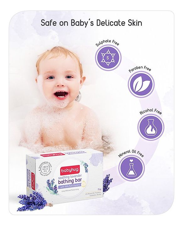 Babyhug Soothing Lavender Glycerin Bathing Bar - 75 g