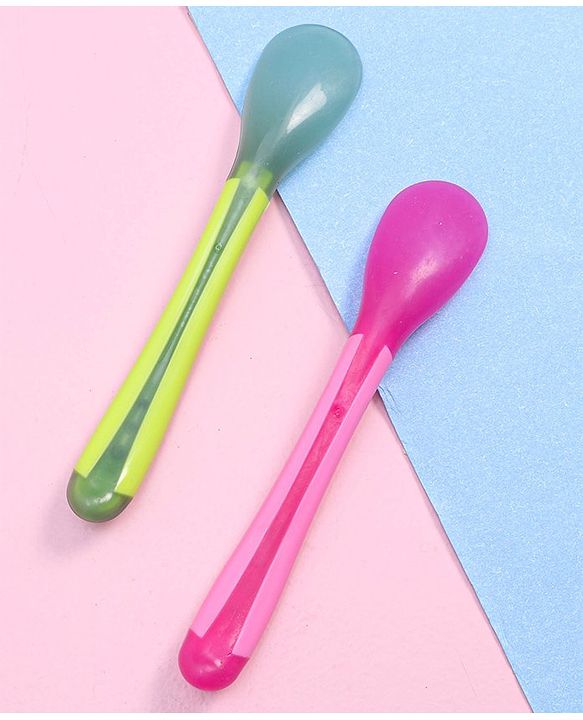 Babyhug Heat Sensitive Spoons Pack of 2 - Green Pink