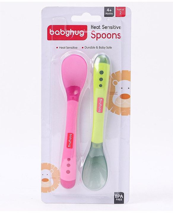 Babyhug Heat Sensitive Spoons Pack of 2 - Green Pink