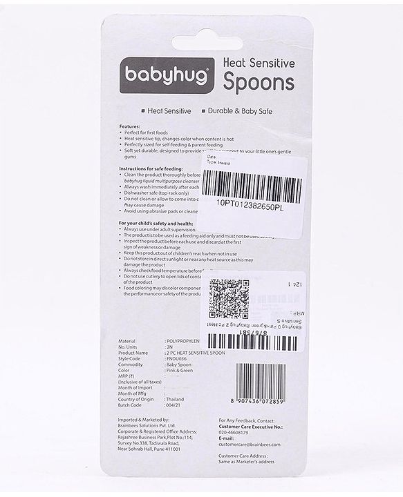 Babyhug Heat Sensitive Spoons Pack of 2 - Green Pink