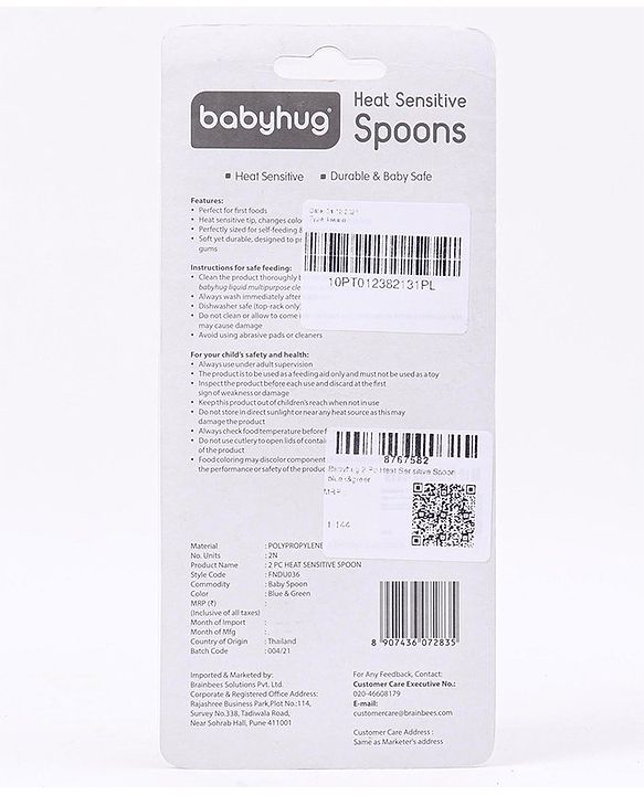 Babyhug Heat Sensitive Spoons Pack of 2 - Green Pink