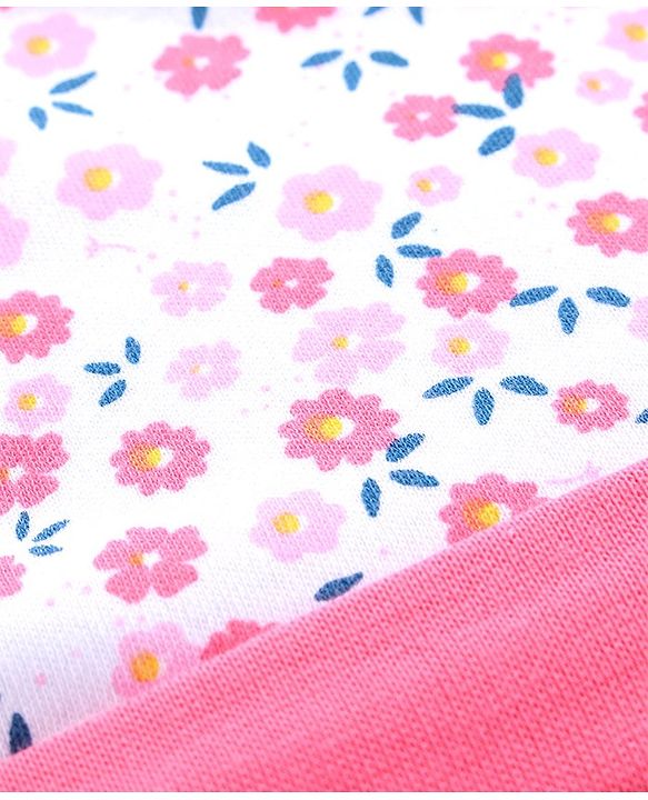 Babyhug Printed Cap With Booties & Mittens Pink - Diameter 11 cm