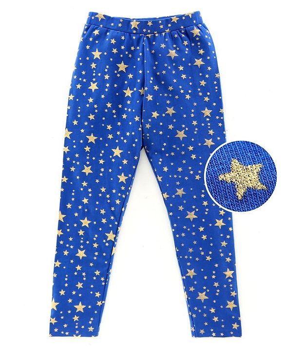 Pine Kids Mid Calf Anti Microbial Leggings Star Print - Blue