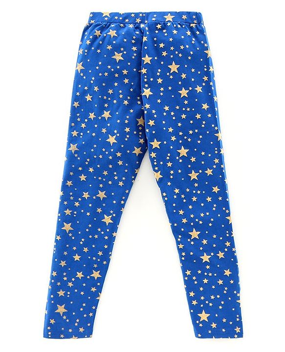Pine Kids Mid Calf Anti Microbial Leggings Star Print - Blue