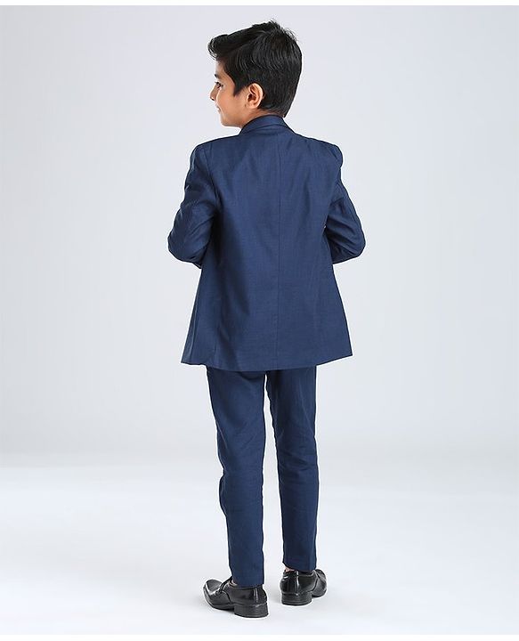 Babyhug Full Sleeves 3 Piece Party Suit - Navy Blue