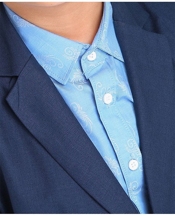 Babyhug Full Sleeves 3 Piece Party Suit - Navy Blue