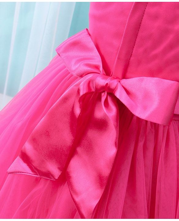 Babyhug Sleeveless Party Frock Rose Applique - Pink