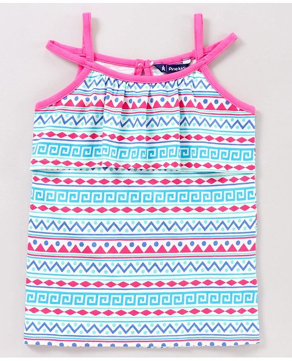 Pine Kids Knitted Bio Washed Printed Top - Blue