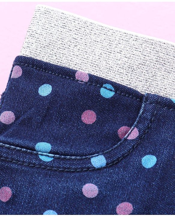 Babyhug Denim Jeggings Polka Dot Print - Blue