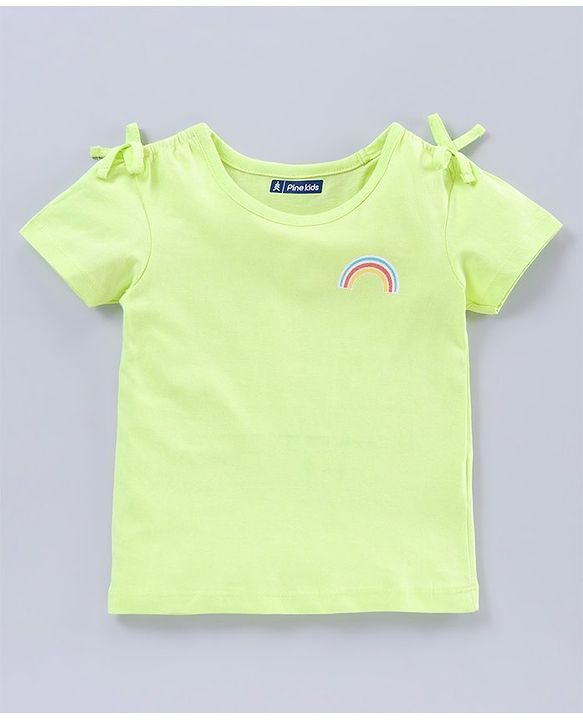 Pine Kids Half Sleeves Biowash Tees Text Print Pack of 2 - Green Blue