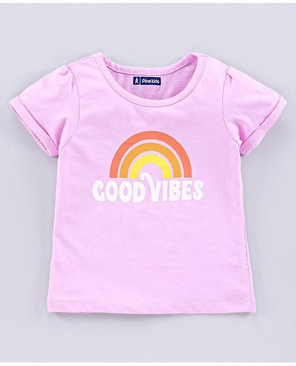 Pine Kids Half Sleeves Bio Wash Printed Top Pack of 2  - Pink Peach