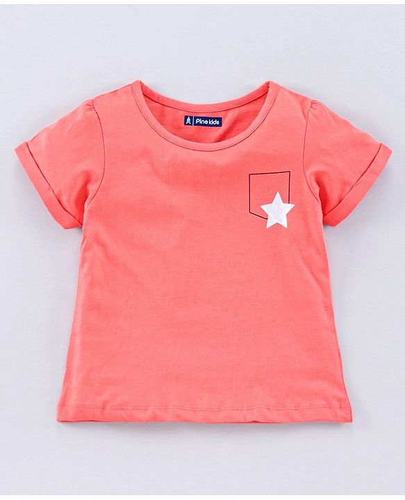 Pine Kids Half Sleeves Bio Wash Printed Top Pack of 2  - Pink Peach