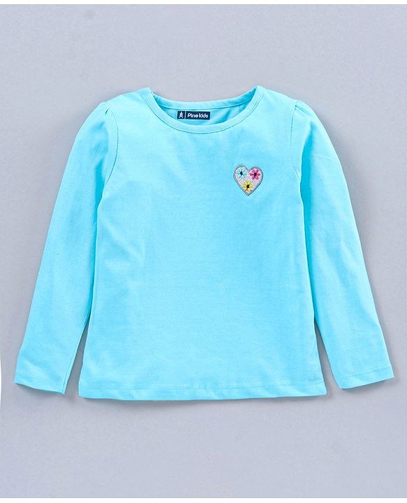 Pine Kids Full Sleeves Biowash Tees Pack of 2 - Blue Peach