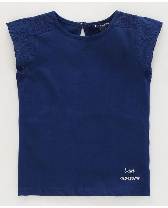 Pine Kids Half Sleeves Top - Navy Blue