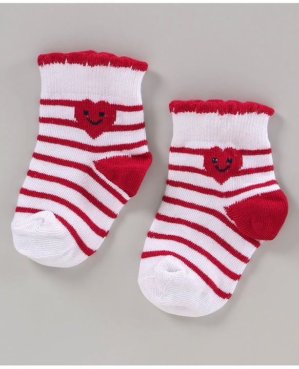 Cute Walk by Babyhug Anti Bacterial Ankle Length Socks Pack of 2 - Red White