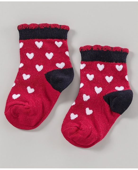 Cute Walk by Babyhug Anti Bacterial Ankle Length Socks Pack of 2 - Red White