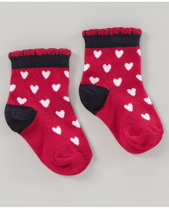 Cute Walk by Babyhug Anti Bacterial Ankle Length Socks Pack of 2 - Red White