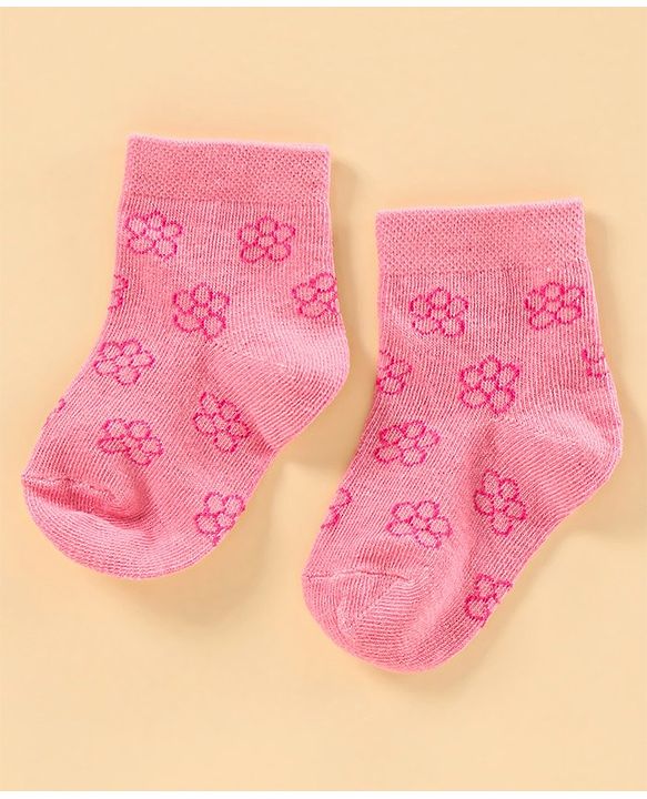 Cute Walk by Babyhug Anti Bacterial Ankle Length Socks Pack of 3 - Pink Blue White