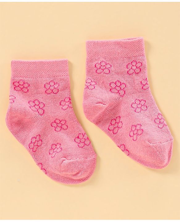 Cute Walk by Babyhug Anti Bacterial Ankle Length Socks Pack of 3 - Pink Blue White