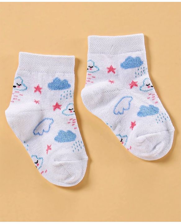 Cute Walk by Babyhug Anti Bacterial Ankle Length Socks Pack of 3 - Pink Blue White