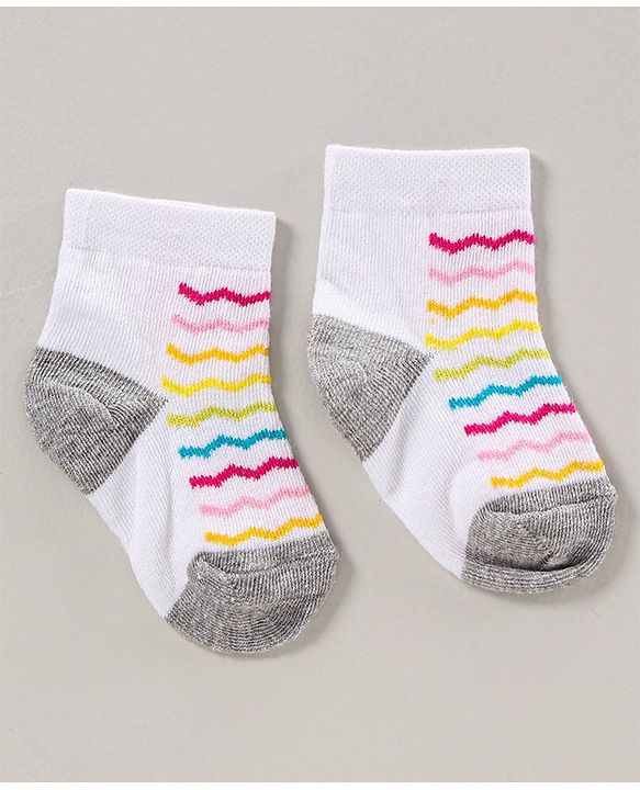 Cute Walk by Babyhug Anti Bacterial Ankle Length Socks Pack of 2 Striped - Multicolor