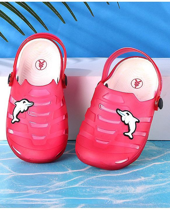 Pine Kids Clogs with Backstrap Dolphin Patch - Red
