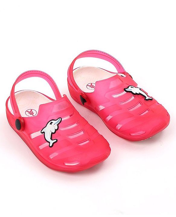 Pine Kids Clogs with Backstrap Dolphin Patch - Red