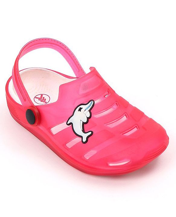 Pine Kids Clogs with Backstrap Dolphin Patch - Red