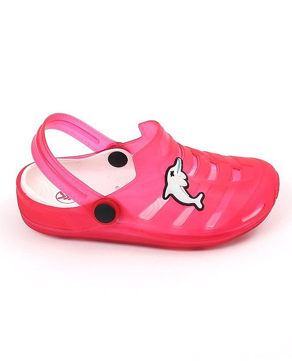 Pine Kids Clogs with Backstrap Dolphin Patch - Red