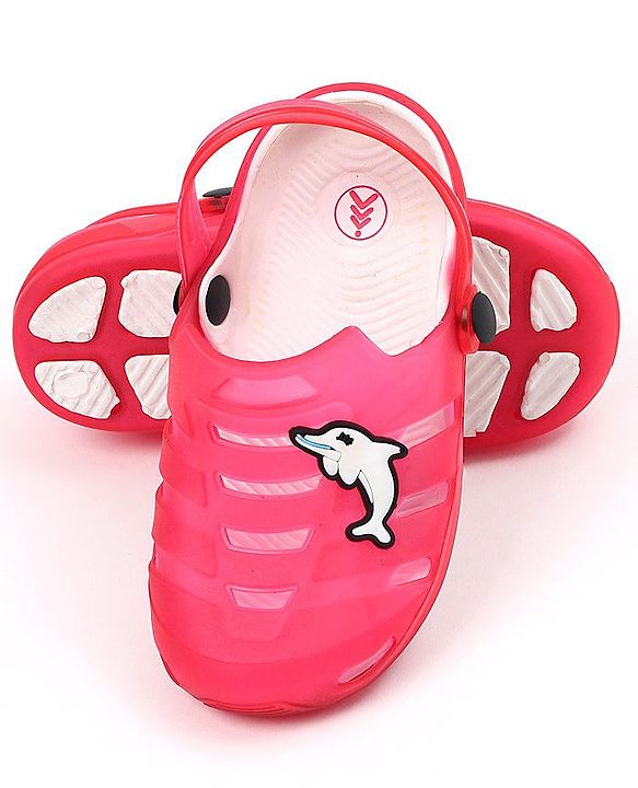 Pine Kids Clogs with Backstrap Dolphin Patch - Red