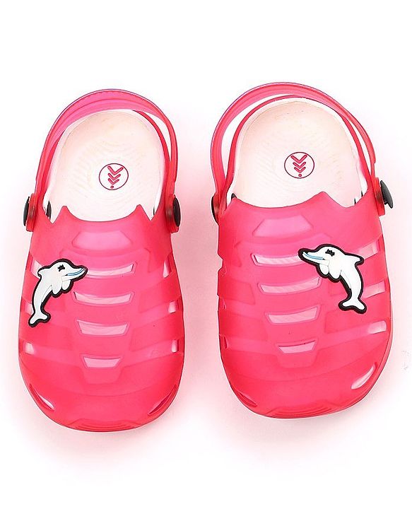 Pine Kids Clogs with Backstrap Dolphin Patch - Red