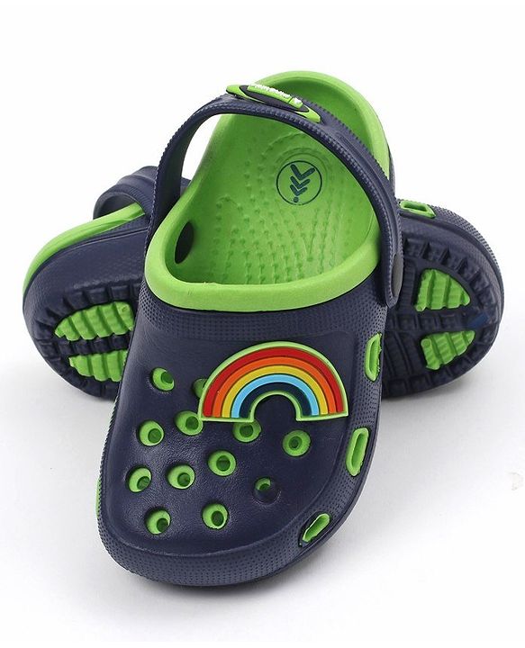Pine Kids Clogs with Backstrap Rainbow Patch - Light Green Yellow