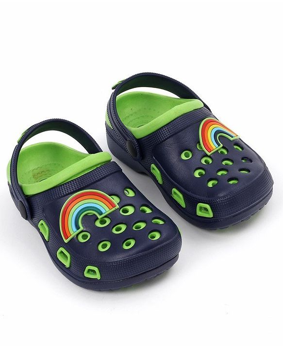 Pine Kids Clogs with Backstrap Rainbow Patch - Light Green Yellow