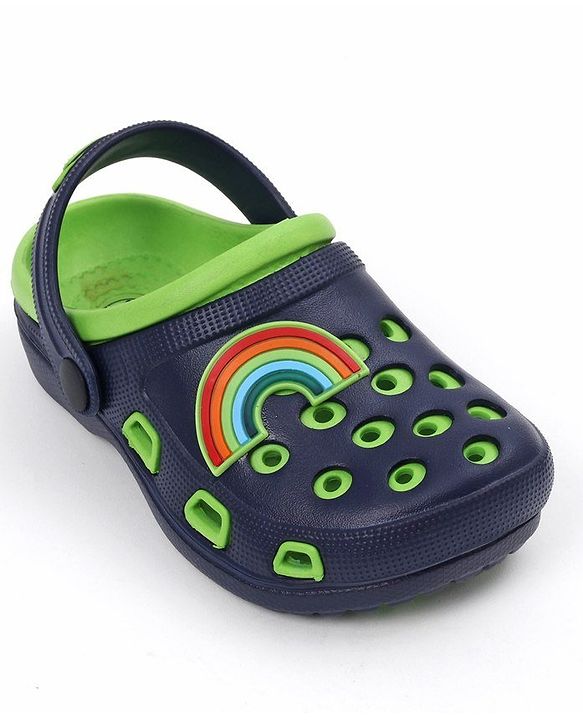 Pine Kids Clogs with Backstrap Rainbow Patch - Light Green Yellow
