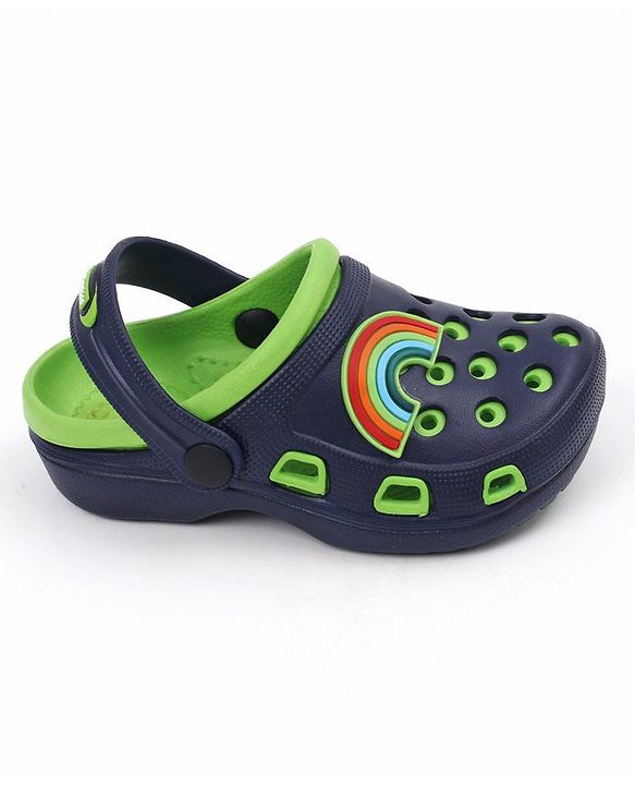 Pine Kids Clogs with Backstrap Rainbow Patch - Light Green Yellow
